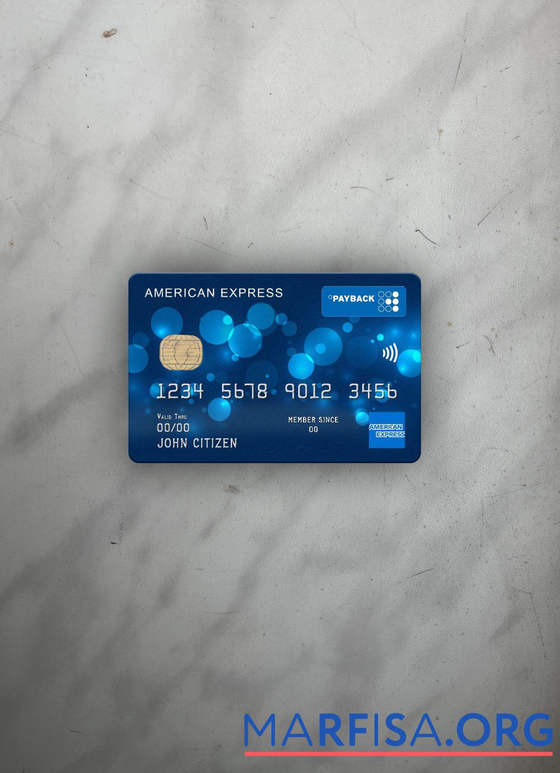 Printable USA Regions bank AMEX payback card photolook front sample